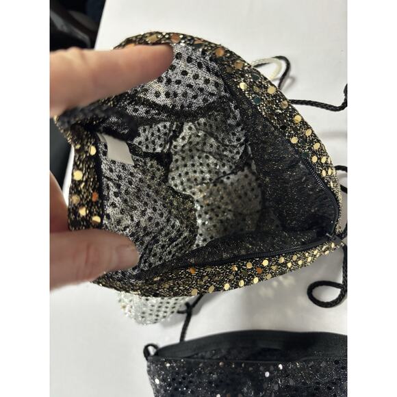 3 Pack Semi Sheer Small Shoulder Bags Sequin Gold Black Silver Glam Event HOCO‎ - Picture 5 of 6